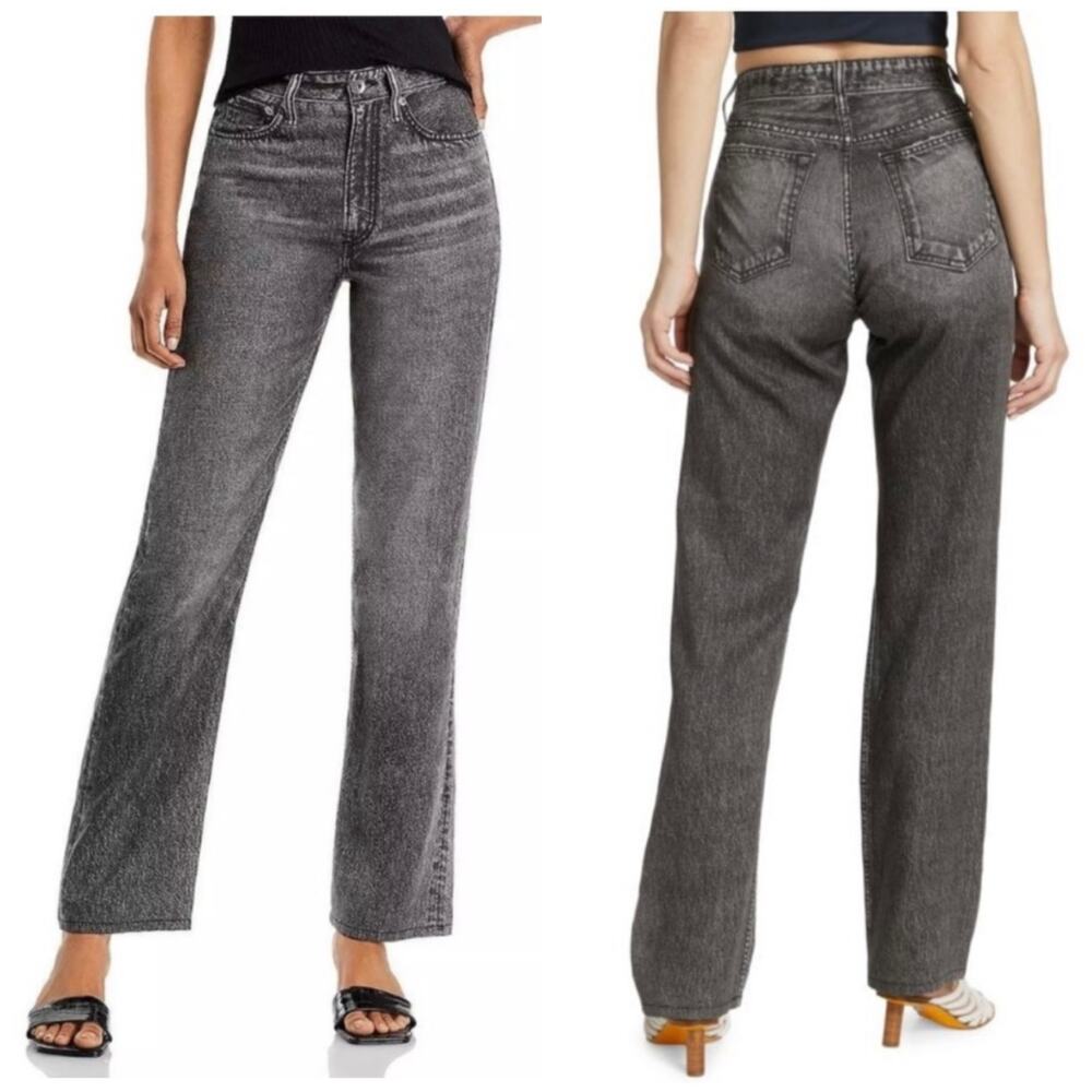 Rag & Bone Liquid Alex High Rise Straight Leg Jeans Size 28 Black Magic